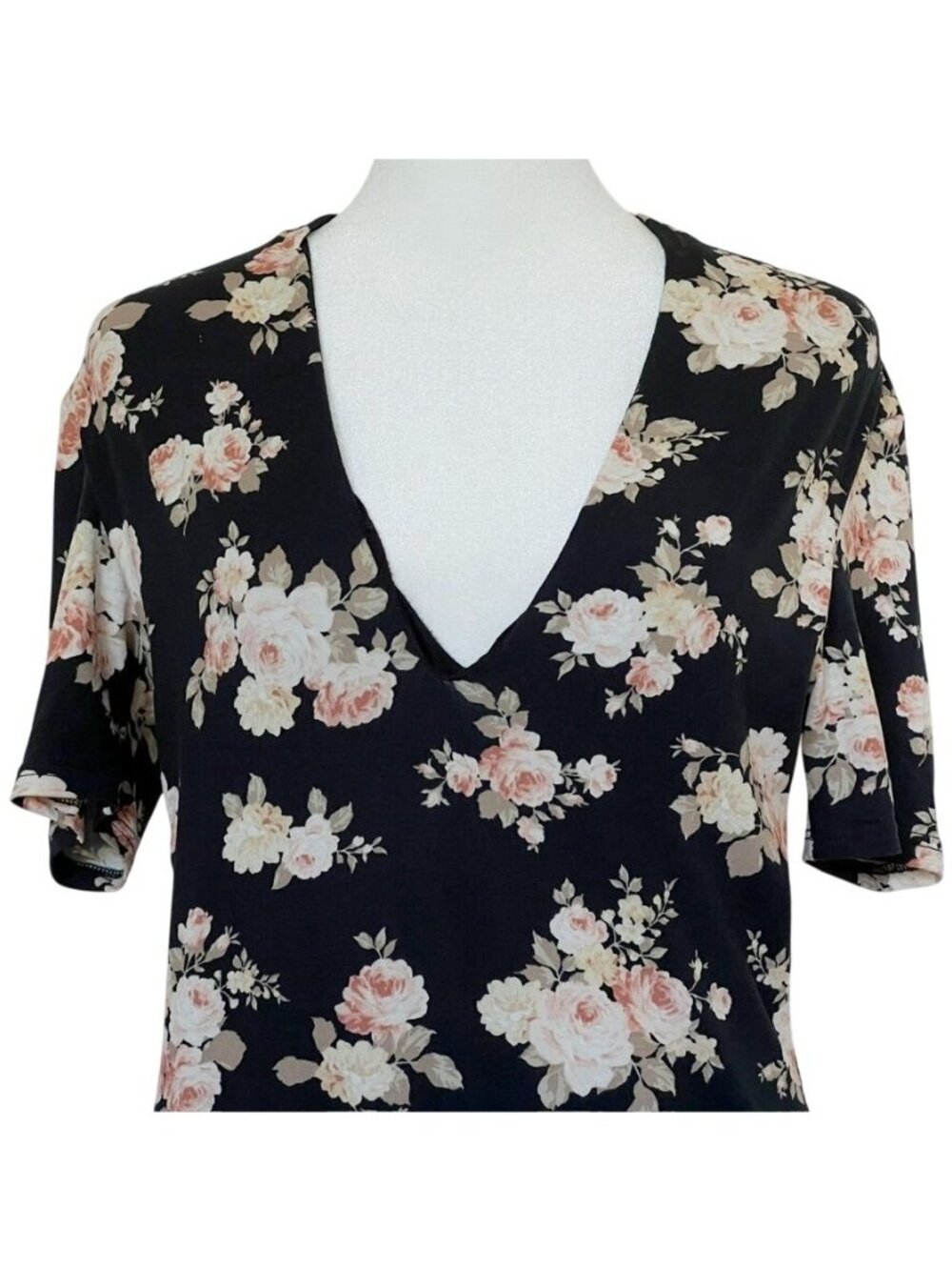 Dark Floral Womens Sz L Bodycon Dress Black Rose Coquette Dark Feminine Romantic - Picture 4 of 13